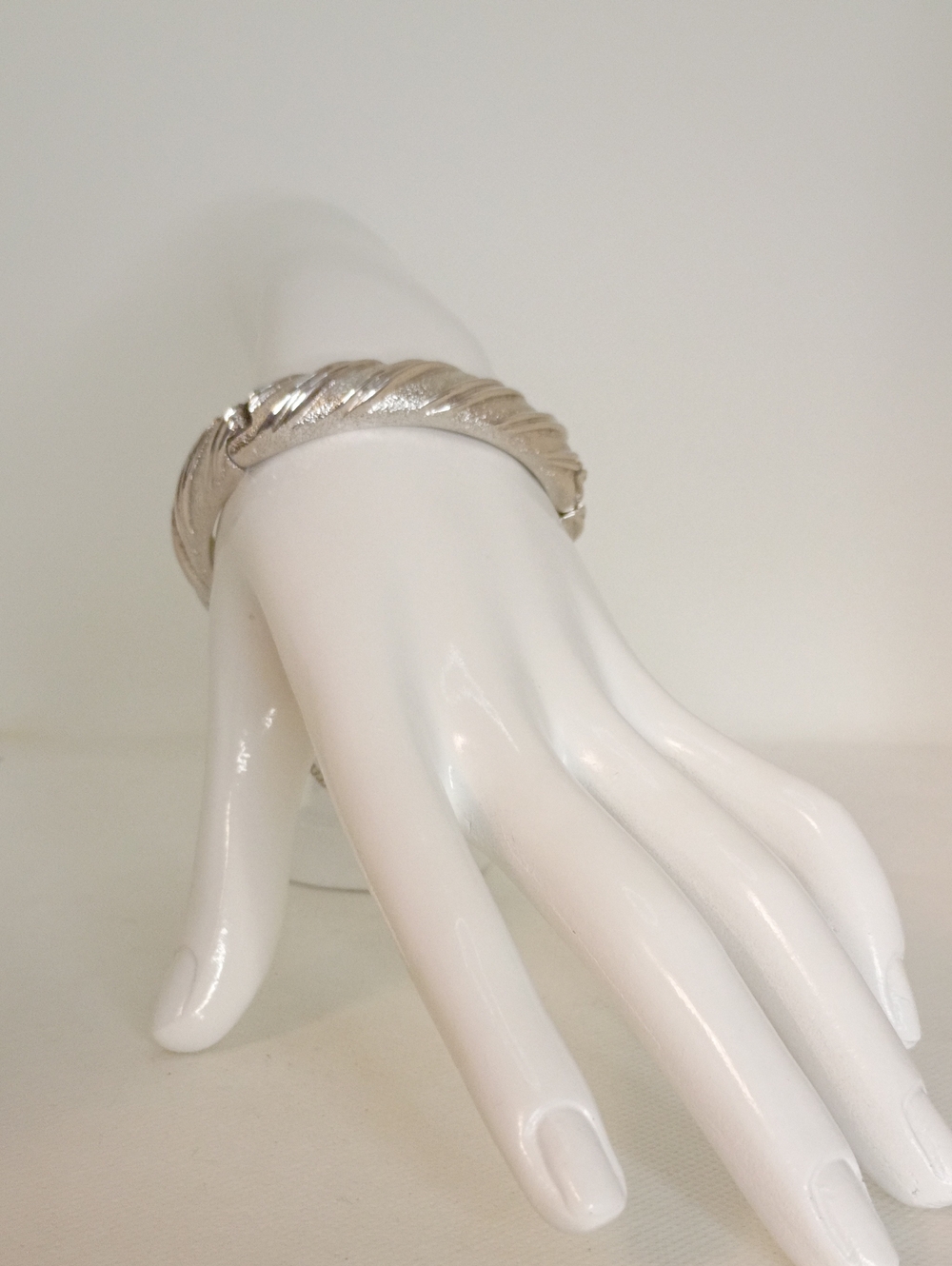 Monet Silver-Tone Twisted Leaf Bangle Bracelet